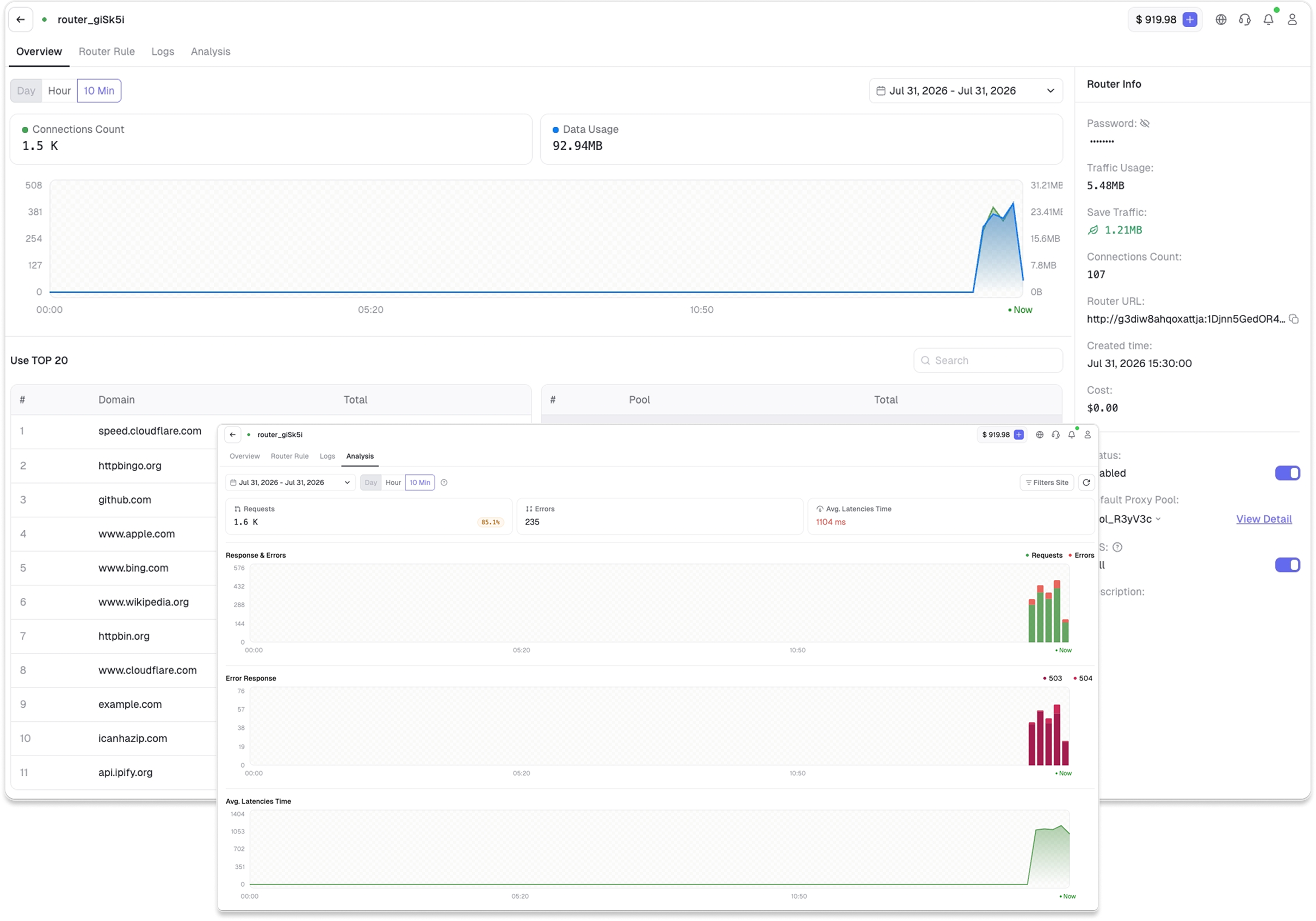 Proxy Manager 路由与健康状态面板